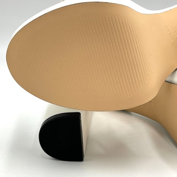 Nine‎ West Size 8.5 Uknow White Faux Vegan Leather Platform Sandals Heels Shoes - Picture 12 of 16